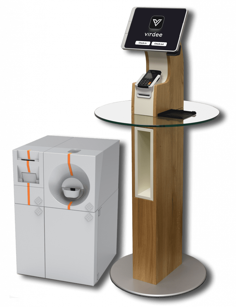 Virdee floor-standing kiosk with CIMA cash-management machine with large safe