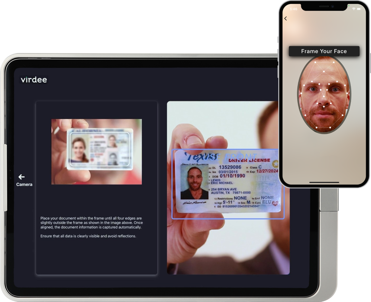 ID verification on both Kiosk and Mobile with ID and facial scanning