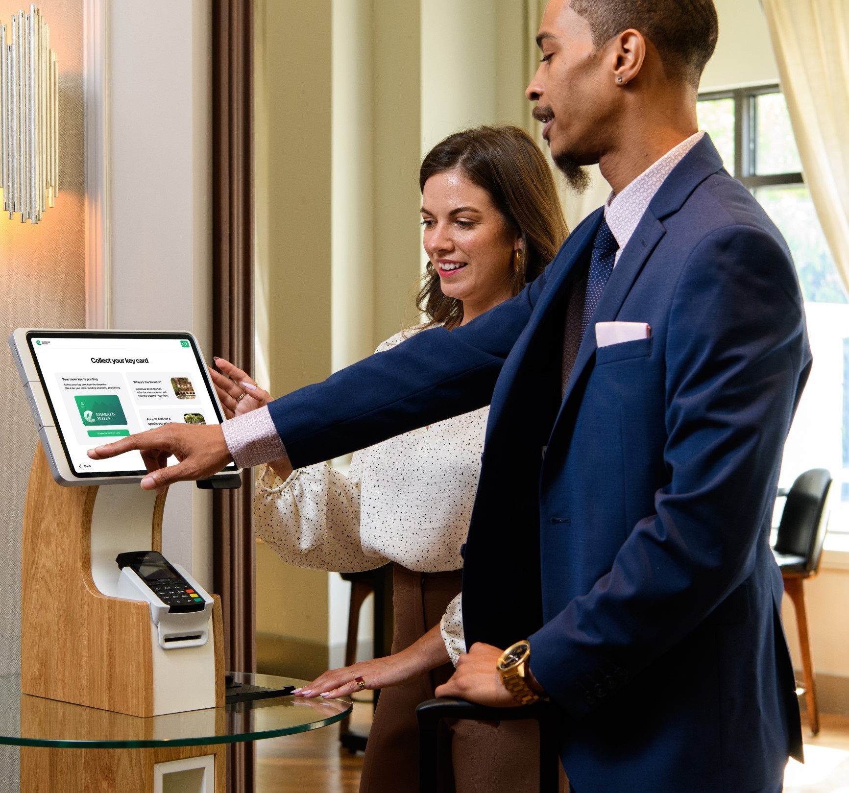 Add a kiosk to your lobby to address 100% of guests and free up staff time